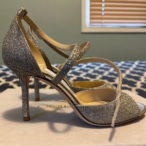 Jimmy Choo Women's Emsy Glitter Crisscross Cocktail High-Heel Sandals